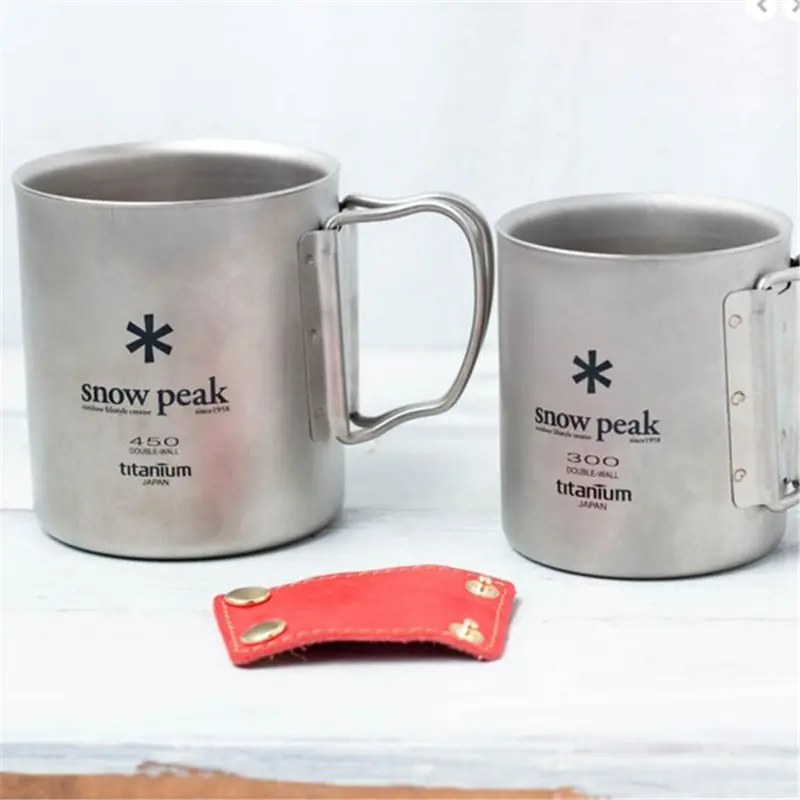 Snowpeak Titanium Cup Stainless Single Double Decker Mug Folding Water Cup Outdoor Camping Travel Cup Equipment