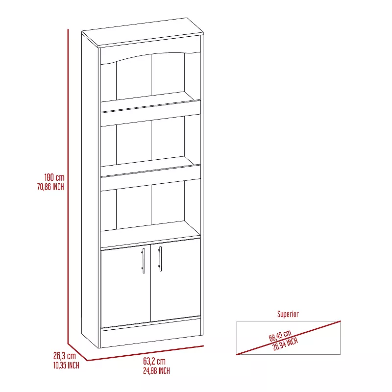 Detroit 2 Piece Office Set， Dozza Bookcase + Aramis Desk， Light Gray