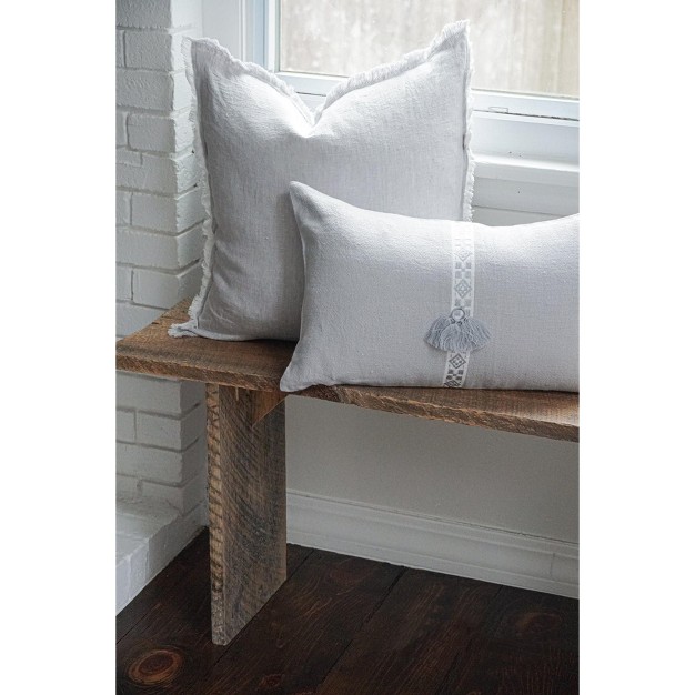 Light Grey Geo Trim Pillow Cover 12x20 Anaya