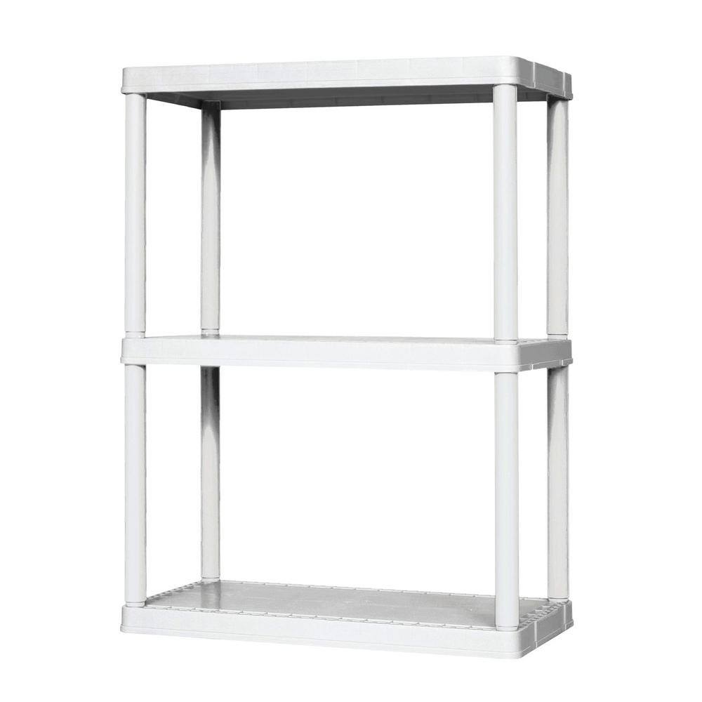 GRACIOUS LIVING 12 in. x 33 in. x 24 in. 3-tier 3 Shelves Resin Freestanding Garage Storage Shelving Unit White 91015MAX-IT-1C-128