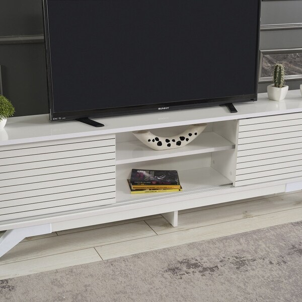 67'' TV Stand Cabinet with 2 Sliding Door and 2 Shelves， Fits to 65'' TVs