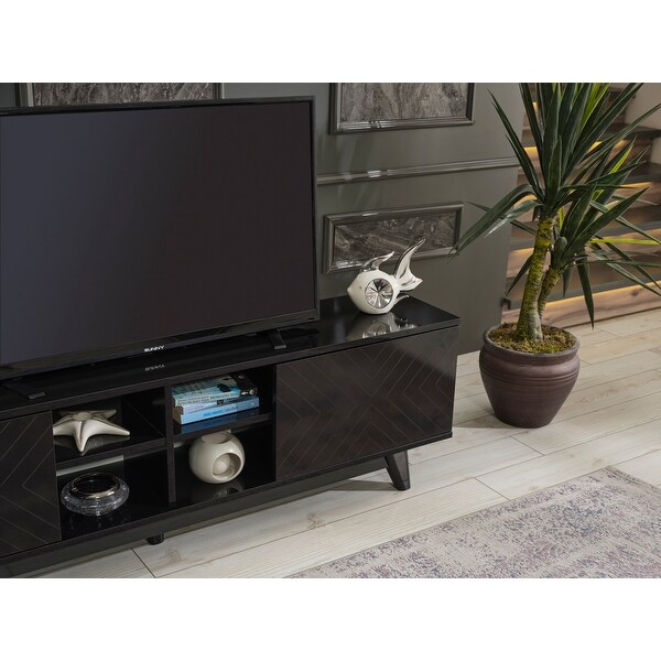 Laydi 2 Door Cabinet 4 Cubby Hole Shelves TV Stand for TVs up to 80