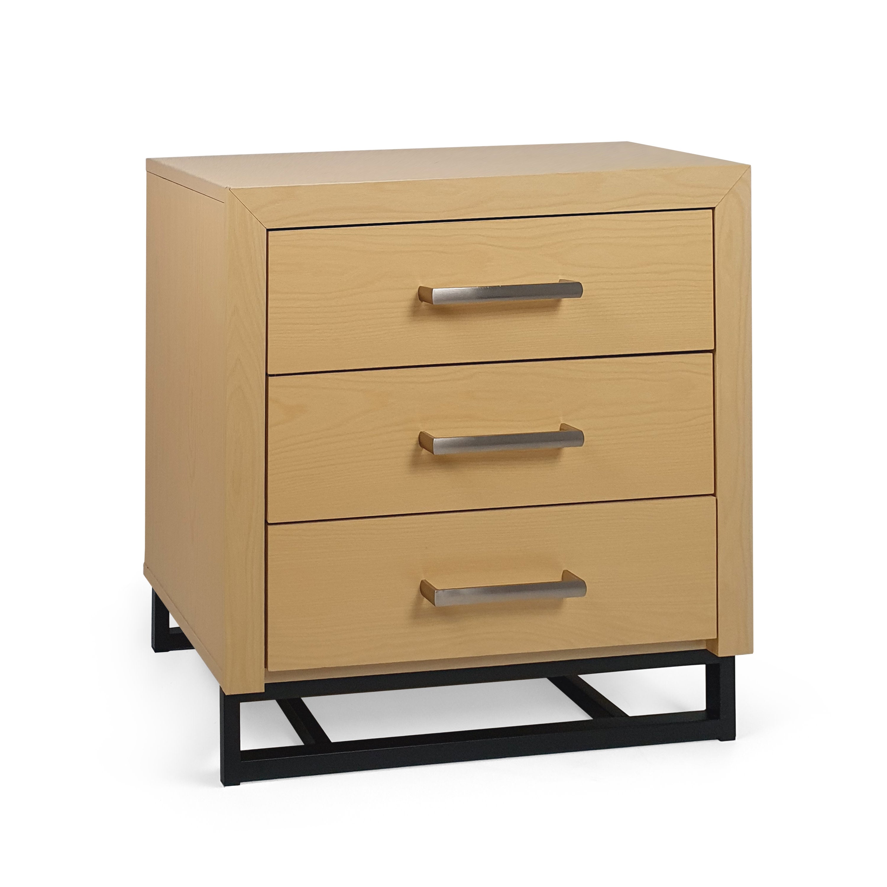 Borah Contemporary Faux Wood 3 Drawer Nightstand