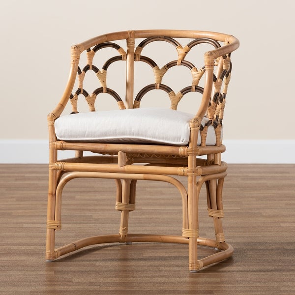 Aster Modern Bohemian Natural Brown Rattan Armchair