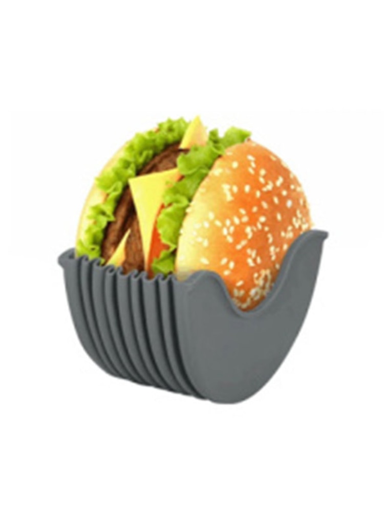 Burger Holders Reusable Anti-dirty Hands Silica Gel Sandwiches Holder Box Beef Press Patty Melt Hamburger Bun Shell Kitchen Tool