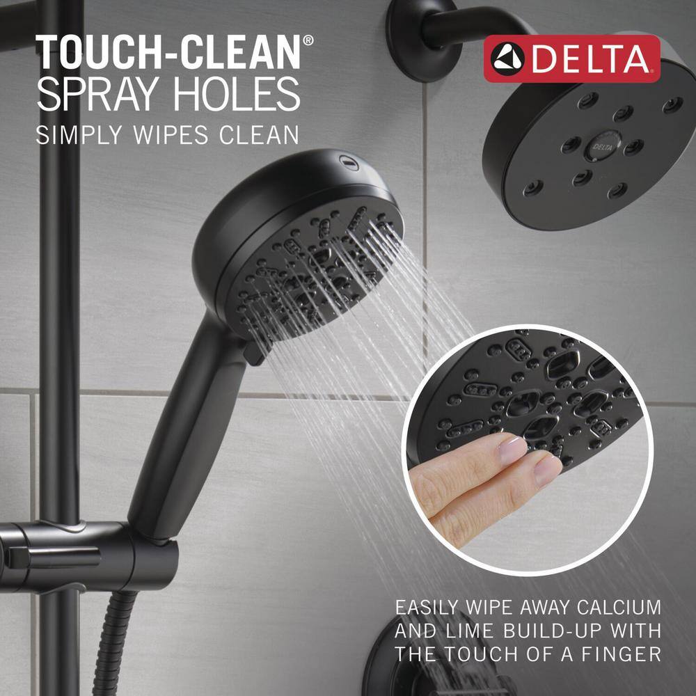 Delta 7-Spray Patterns 4.5 in. Wall Mount Handheld Shower Head 1.75 GPM with Slide Bar and Cleaning Spray in Matte Black 51584-BL