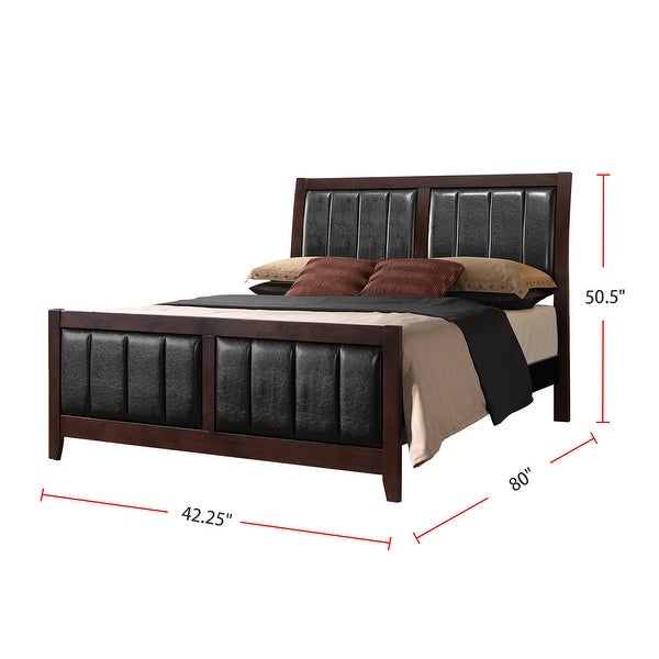 Twin Leatherette Upholstered Bedroom Set in Cappuccino and Black - - 36135669