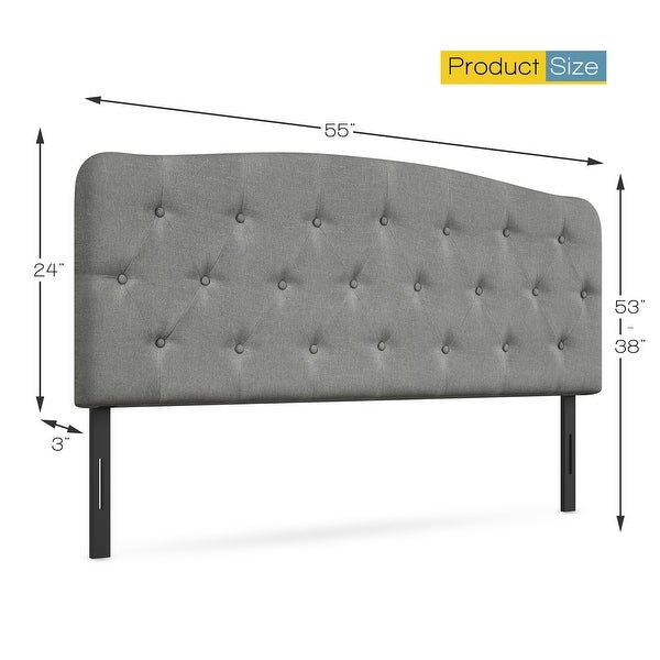 Costway Full Size Upholstered Headboard Only Adjust Button Tufted Faux - - 34824313