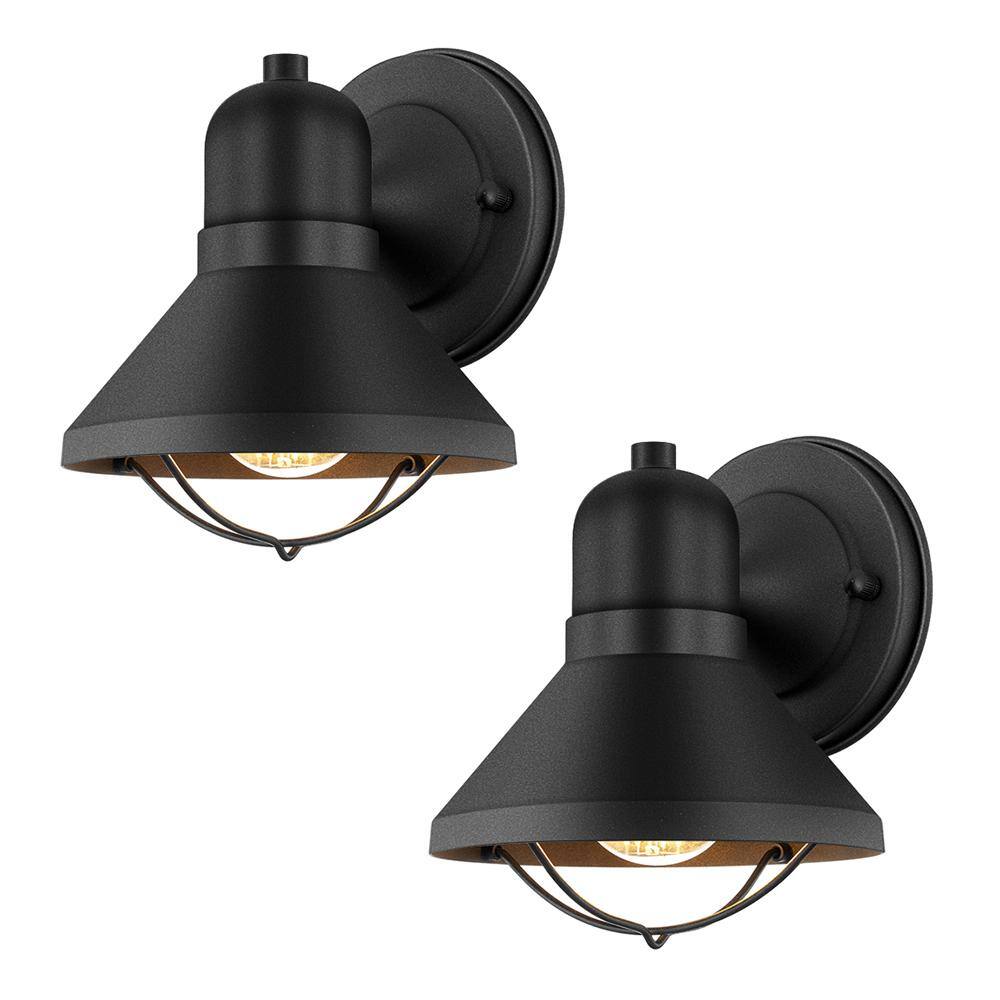 TRUE FINE Richland 1-Light Powder-Coated Black Outdoor Wall Lantern Sconce (Set of 2) 9012OT-2PK