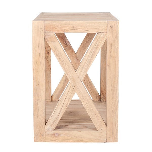 Unfinished Mindi Wood Open Cube Accent Table