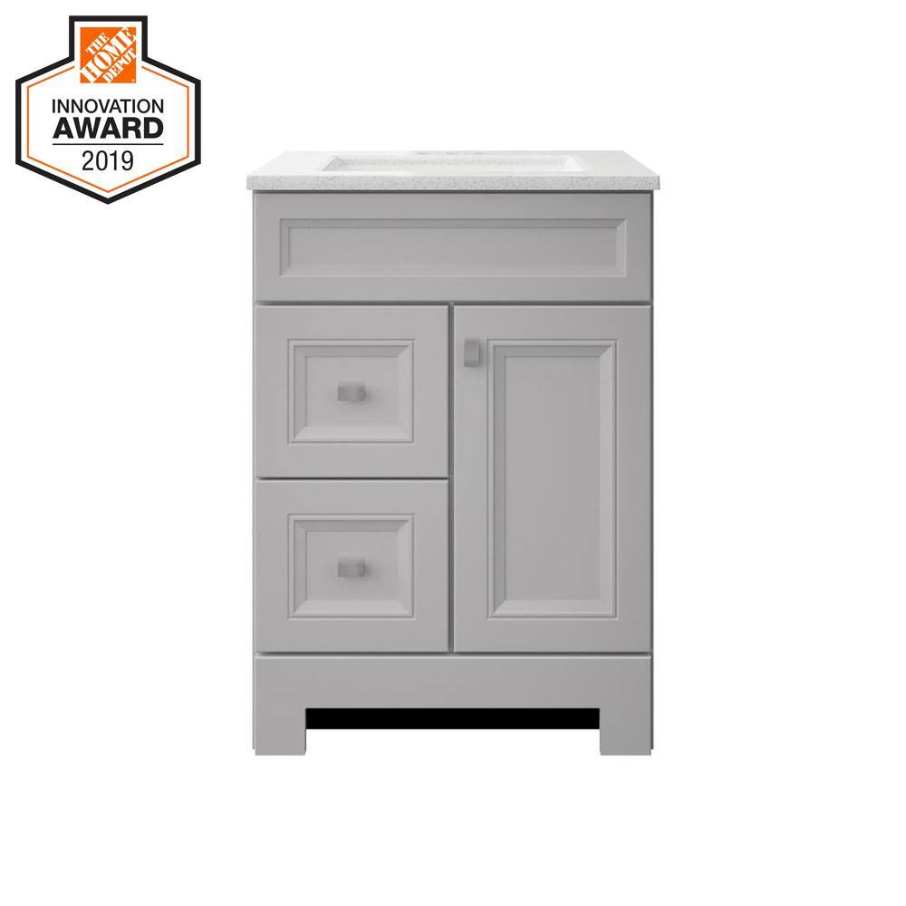 Home Decorators Collection Sedgewood 24.5 in. W x 18.8 in. D x 34.4 in. H Freestanding Bath Vanity in Dove Gray with Arctic Solid Surface Top PPLNKDVR24D