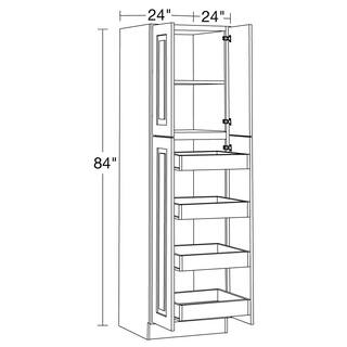 Home Decorators Collection Grayson Pacific White Plywood Shaker Stock Assembled Utility Kitchen Cabinet Pantry 4-ROT 24 in. x 84 in. x 24 in. U242484-4T-GPW