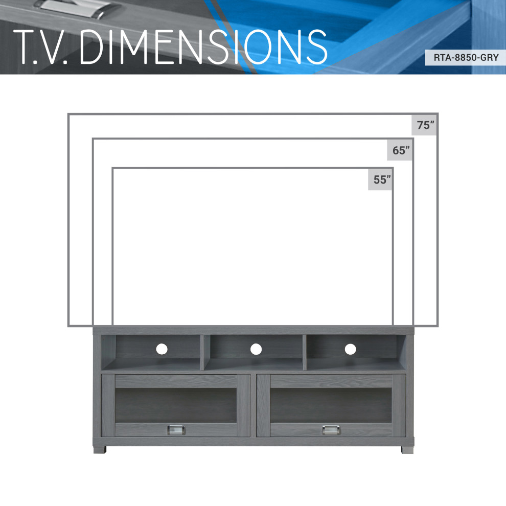 Techni Mobili Durbin TV Stand for TVs up to 60 quot  Gray   Contemporary   Entertainment Centers And Tv Stands   by Rta Products  L  Houzz