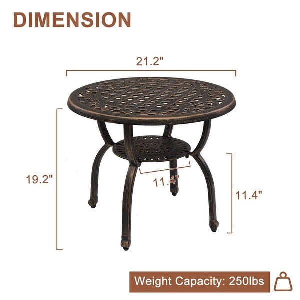 Cast Aluminum Outdoor Side Table AntiRust Outdoor Round End Table