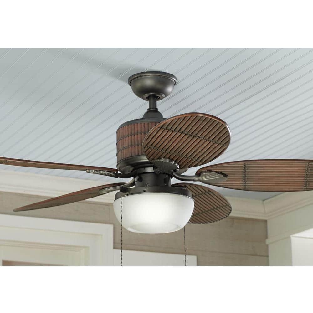 Home Decorators Collection Tahiti Breeze 52 in LED IndoorOutdoor Natural Iron Ceiling Fan with Mahogany Bamboo Accents