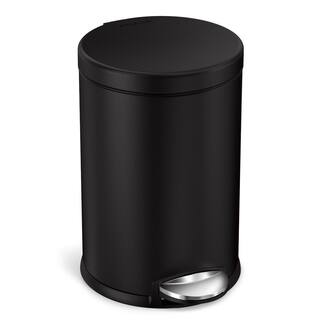 simplehuman 4.5 l (1.2 Gal.) Fingerprint-Proof Matte Black Steel Round Step-On Trash Can CW2091