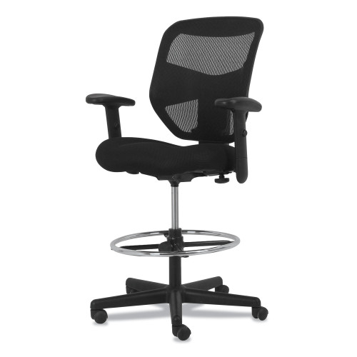 HON Prominent High-Back Task Stool， Supports Up to 250 lb， 21 to 28.1 Seat Height， Black (VL539MM10)