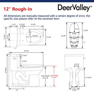 DEERVALLEY DeerValley 12 in. Rough in Size 1-Piece 1.28 GPF Single Flush Elongated Toilet in. White Seat Included DV-1F52627