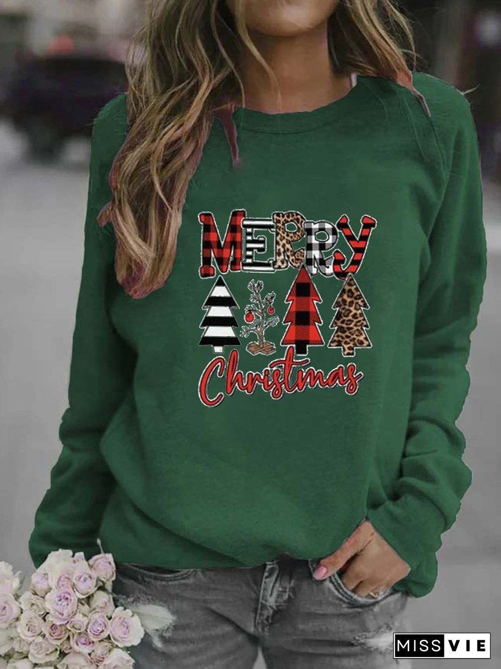 Plus Size Vintage Cotton-Blend Christmas Snowman T-shirt