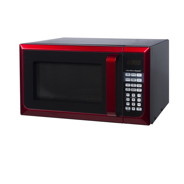 Hamilton Beach Stainless Steel 0.9 Cu. ft. Red Microwave Oven， Red Stainless Steel