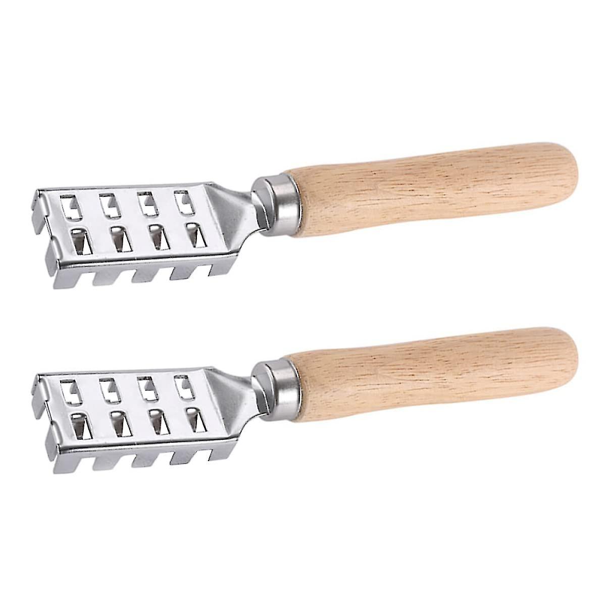 Fish Scale Peeler Fish Scale Peeler Bone Powder Scraper Fish Skin Peeler Brush With Wood (silver) (2pcs)