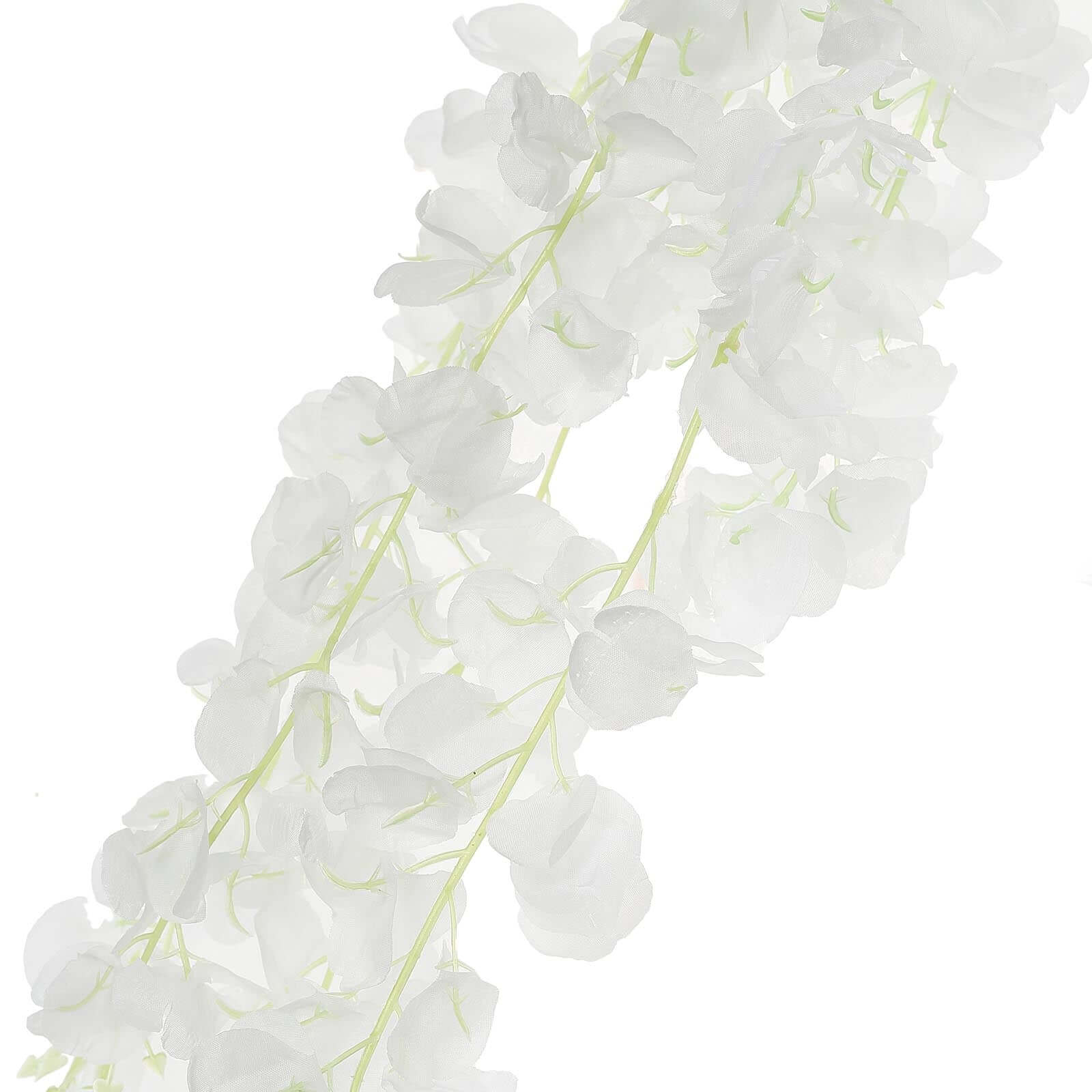 White Artificial Silk Hanging Wisteria Flower Garland Vines - Elaborated 5 Full Strands in 1 Bush 42