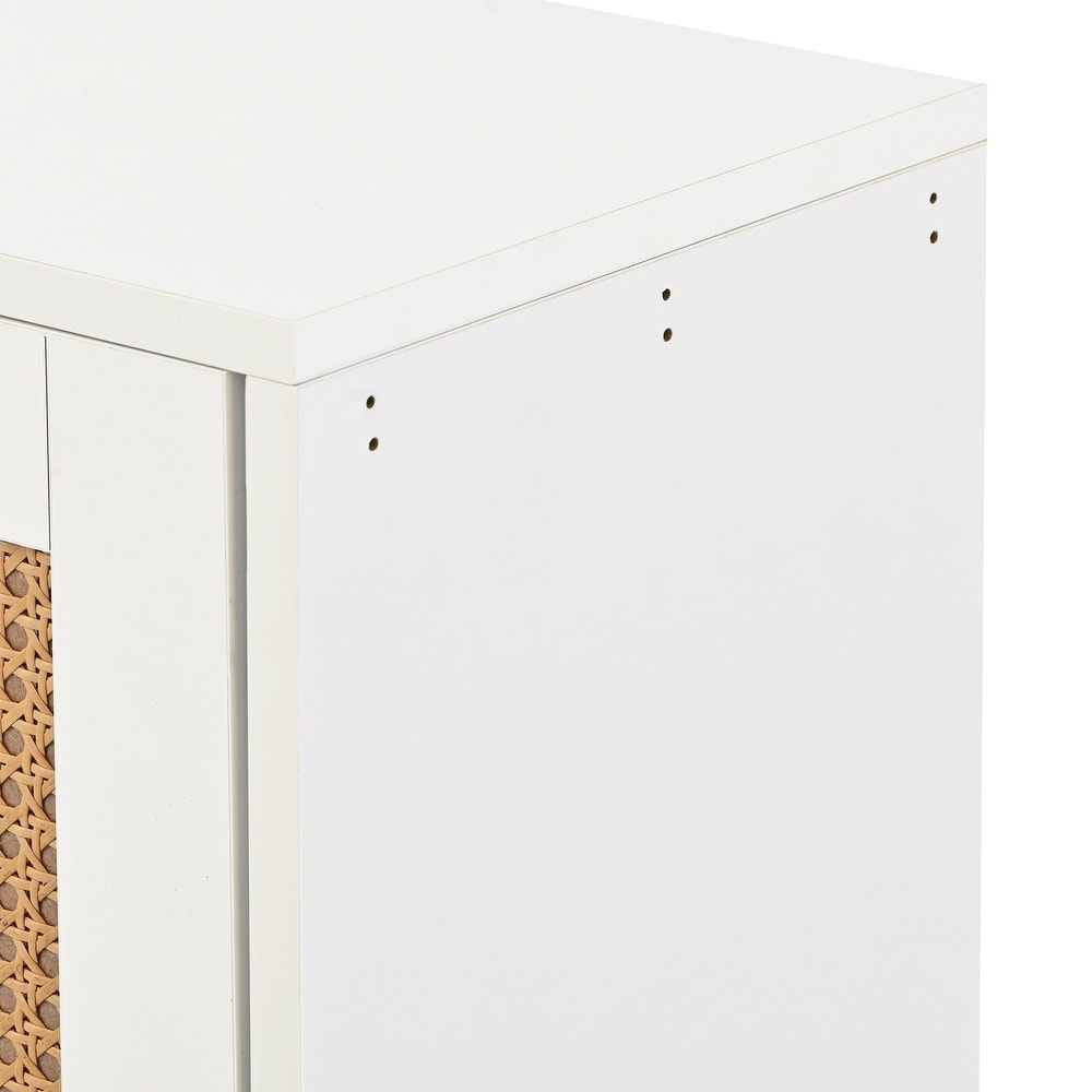 Rattan 2 Tier Shoe Cabinet with 4 Flip Drawers