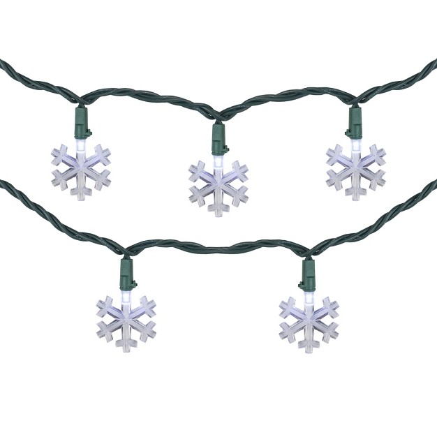 Northlight 20 count Pure White Led Snowflake Christmas Light Set 4 5ft Green Wire