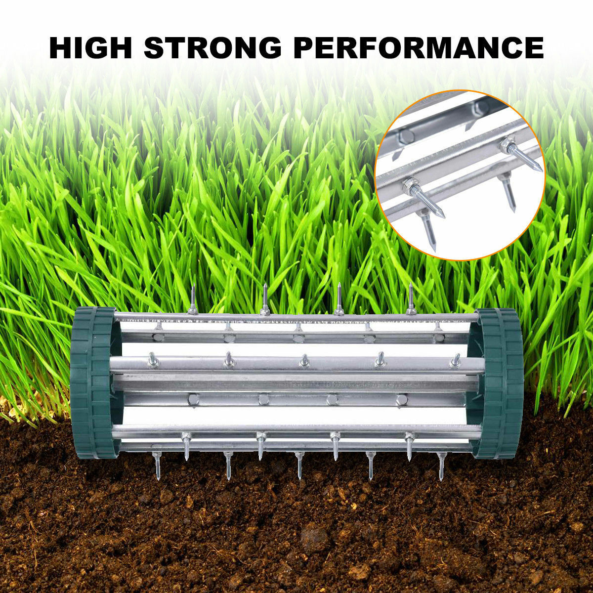 Heavy Duty Rolling Garden Lawn Aerator Roller with Steel Handle - Perfect for Home Grass Maintenance