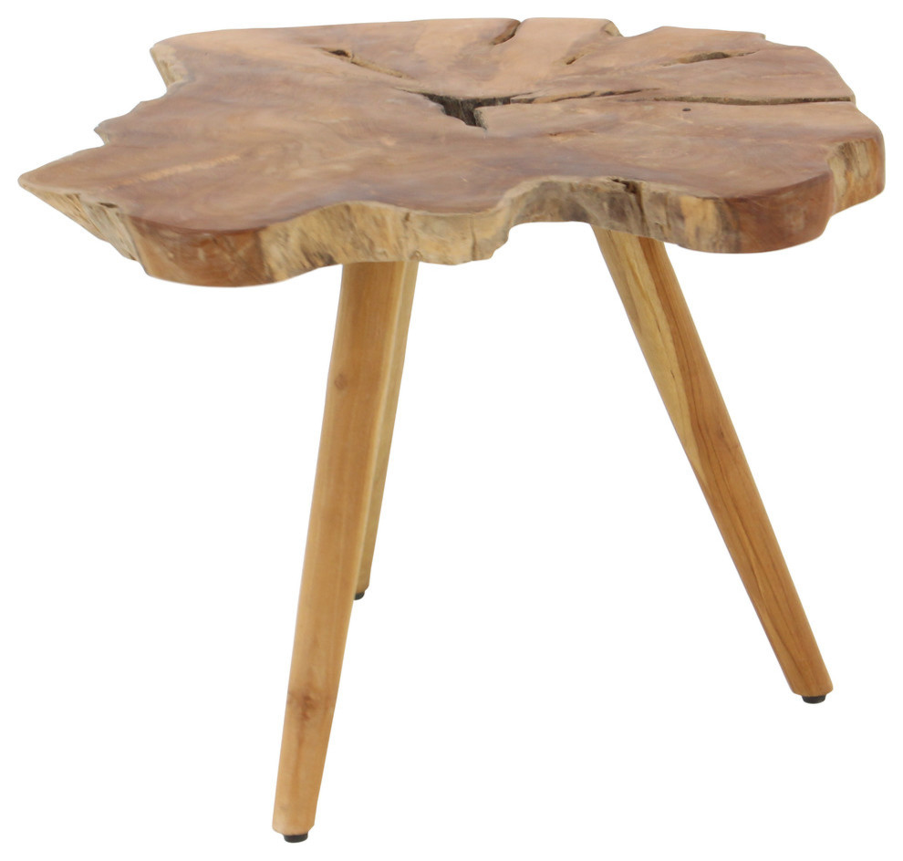 Rustic Brown Teak Wood Accent Table 38420   Rustic   Side Tables And End Tables   by Brimfield  ampMay  Houzz