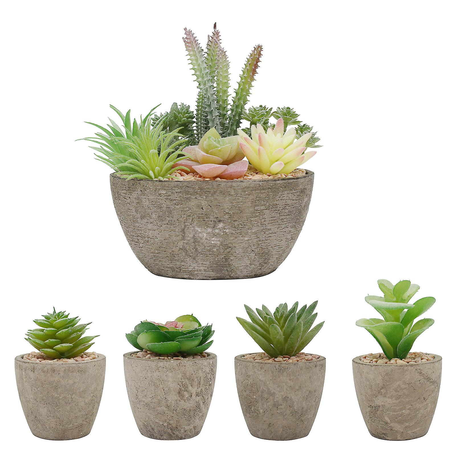 5 Pack 5 Pack Succulent Plant Pot Fake Flowing Succulents Artificial Simulation Plants Sets For Home Kitchen Garden Office Wedding Party Room Decor Gi