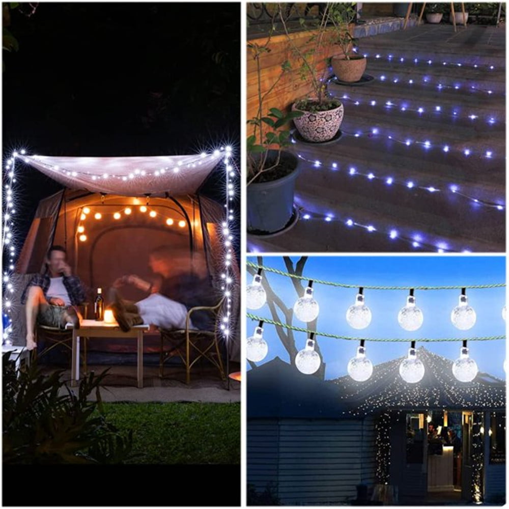 YEOLEH Solar String Lights,22Ft 40LED Waterproof Christmas Fairy Lights with 8 Modes for Gazebo Patio Trees Party Deco,White