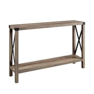 Walker Edison Furniture Company Industrial 46 in. Gray Wash Standard Rectangle Wood Console Table with Storage HDF46MXETGW