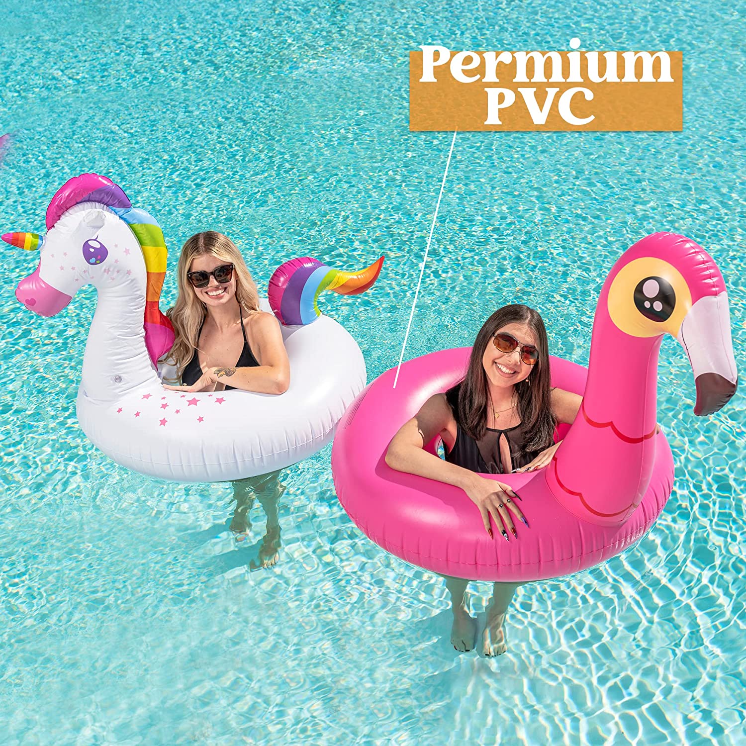 clearance sale - 39in Unicorn And Flamingo Pool Float Bundle, 2 Pcs