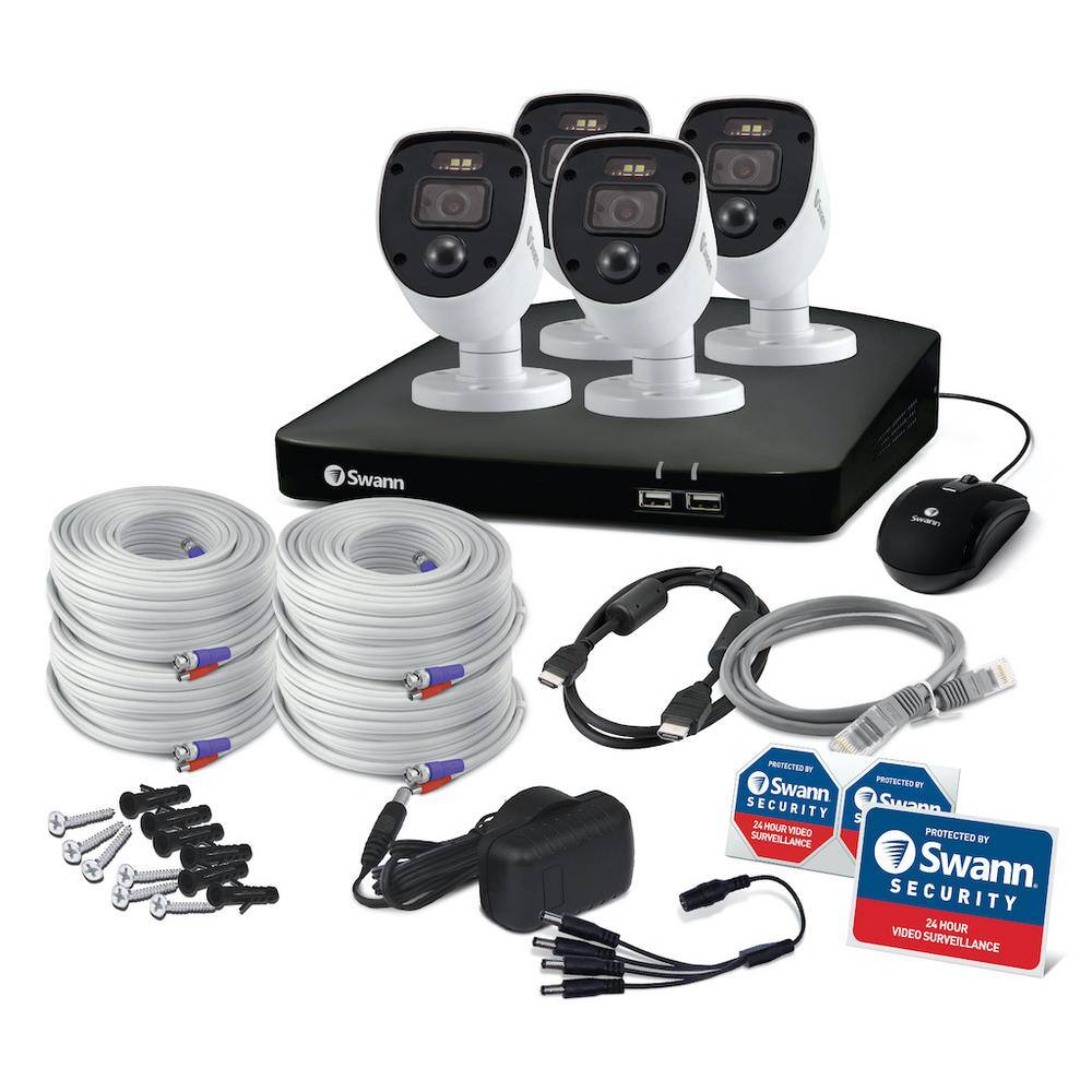 Swann 8-Channel 1080p 1TB Surveillance Camera System with 4 Wired Bullet Enforcer Cameras SWDVK-846804SL