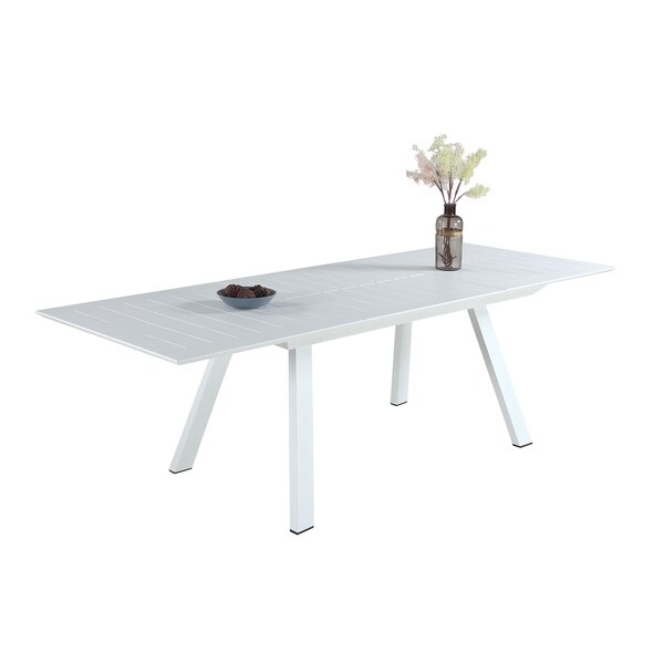 Somette Melbourne Matte White Outdoor Aluminum Table with Butterfly Extension