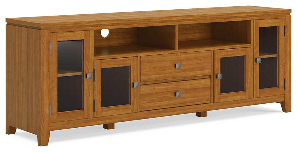 Contemporary TV Stand  Center Drawers  ampGlass Cabinet Doors   Rustic   Entertainment Centers And Tv Stands   by Decorn  Houzz