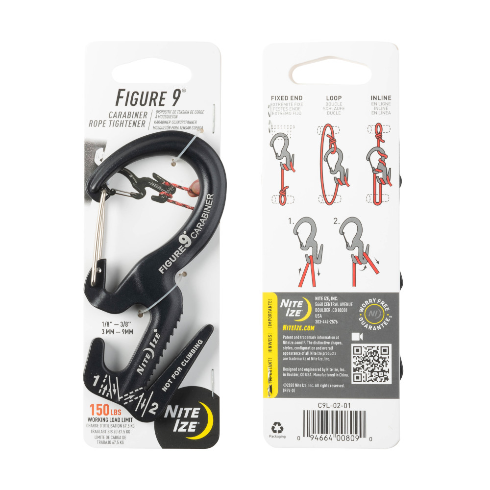 Nite Ize Figure 9 Carabiner Rope Tightener Large Black