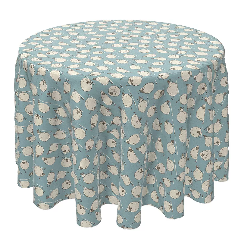 Round Tablecloth， 100% Cotton， 60 Round， Yoga Sheep