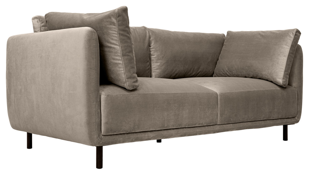 Serenity 79 quotFossil Gray Velvet Sofa with Black Metal Legs   Transitional   Sofas   by Armen Living  Houzz