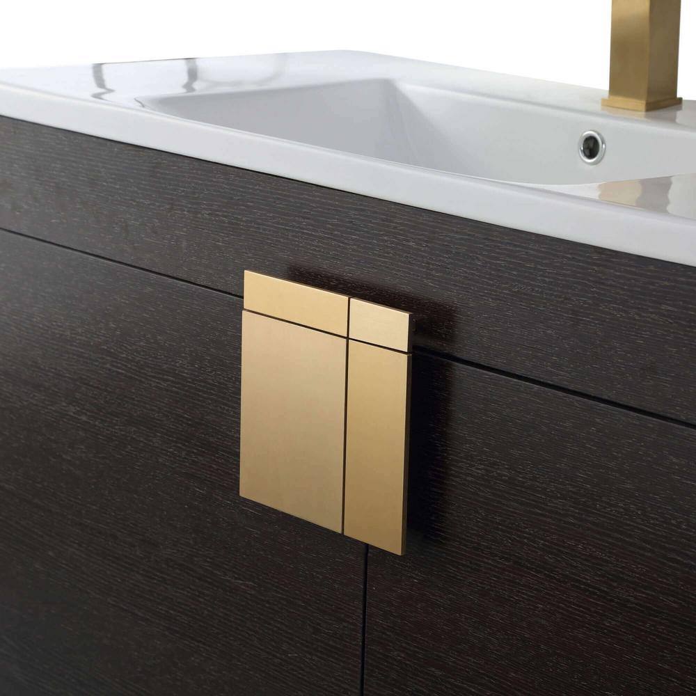 FINE FIXTURES Shawbridge 36 in. W x 18.11 in. D x 33.5 in. H Bath Vanity in Black Oak Straight Grain with White Ceramic Vanity Top SH36BL-SHHA1SB