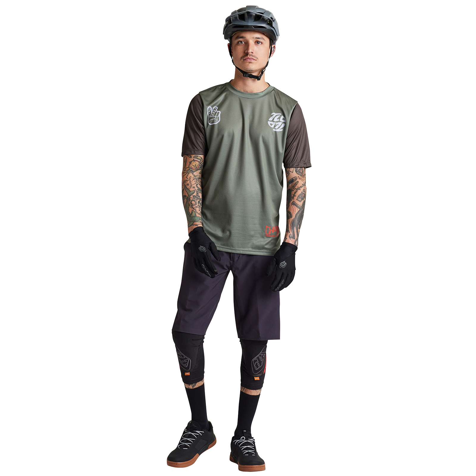 Troy Lee Designs Flowline Short Sleeve MTB Jersey - Flipped - Olive