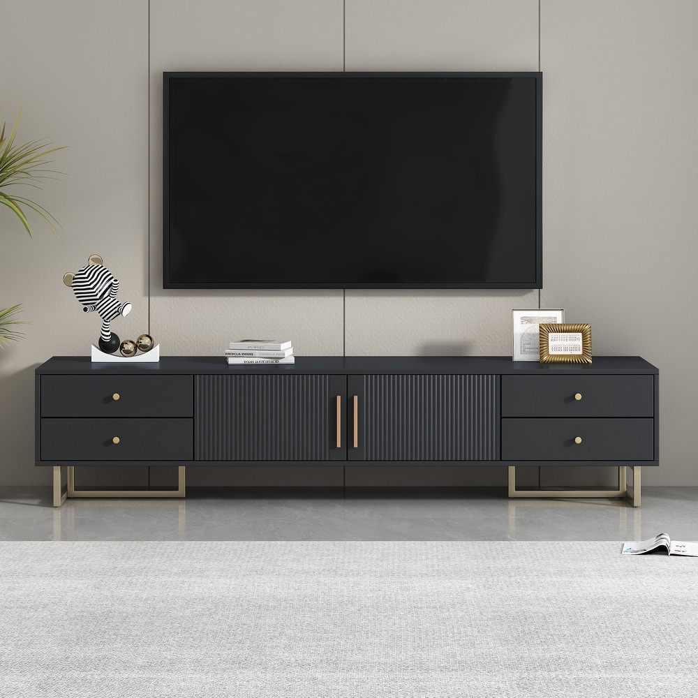 Modern TV Stand TV Media Console Table with 4 Storage Drawers for up to 75\