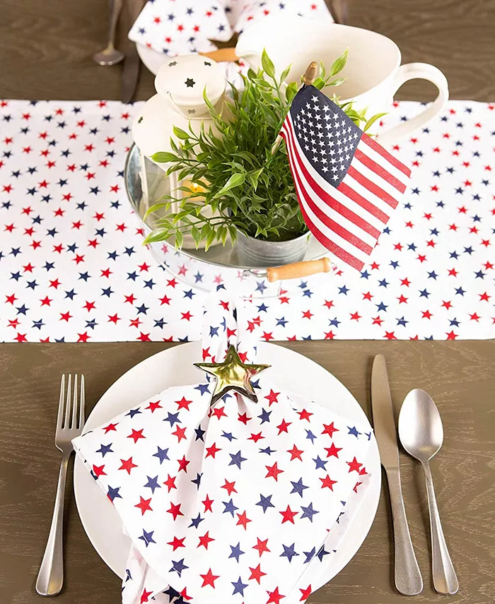 Design Imports Americana Stars Print Table Runner 14 X 72