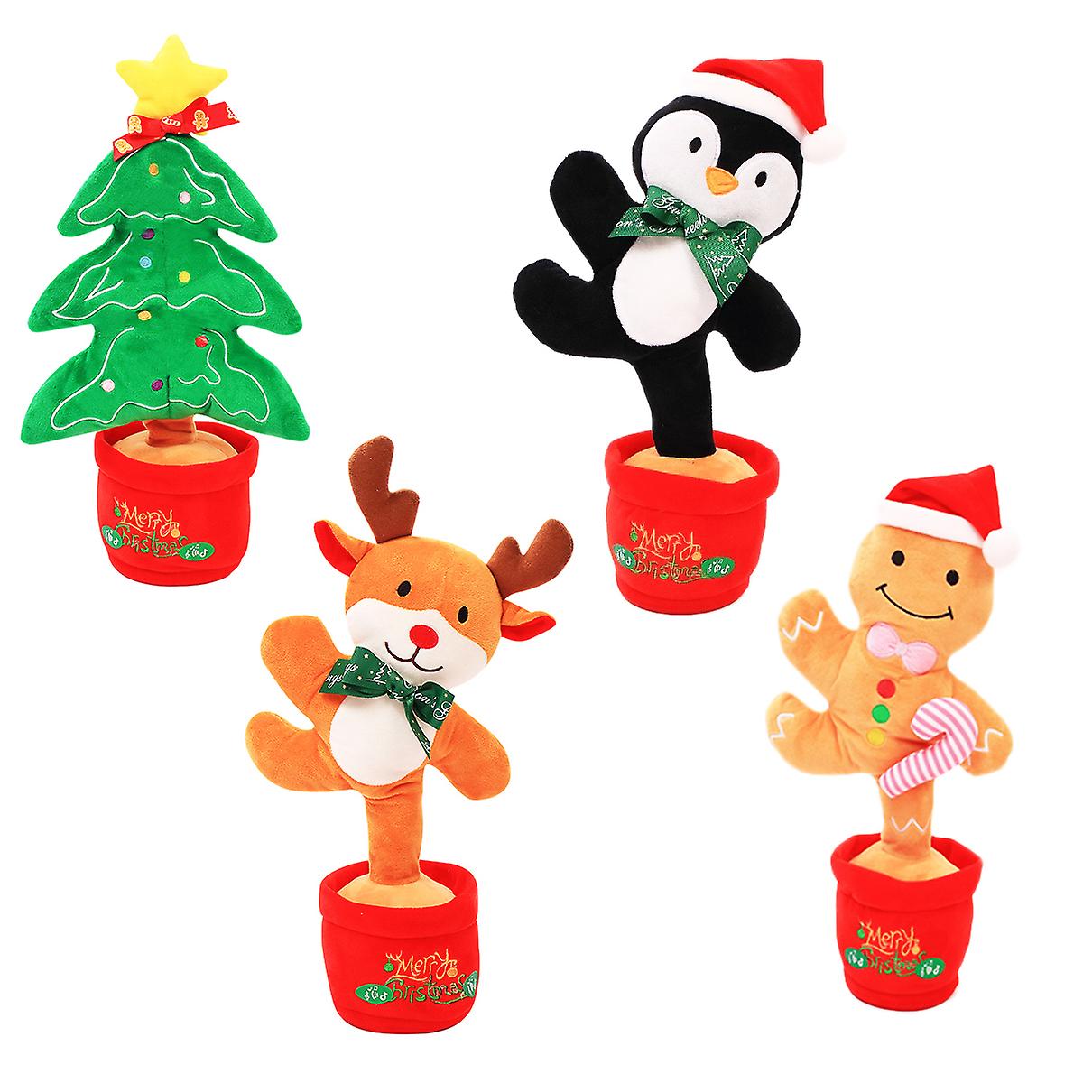 Dancing Toy That Repeats What You Say! Christmas Dolls With Glowing Singing Recording Kids Toy Xmas Table And Party Decor