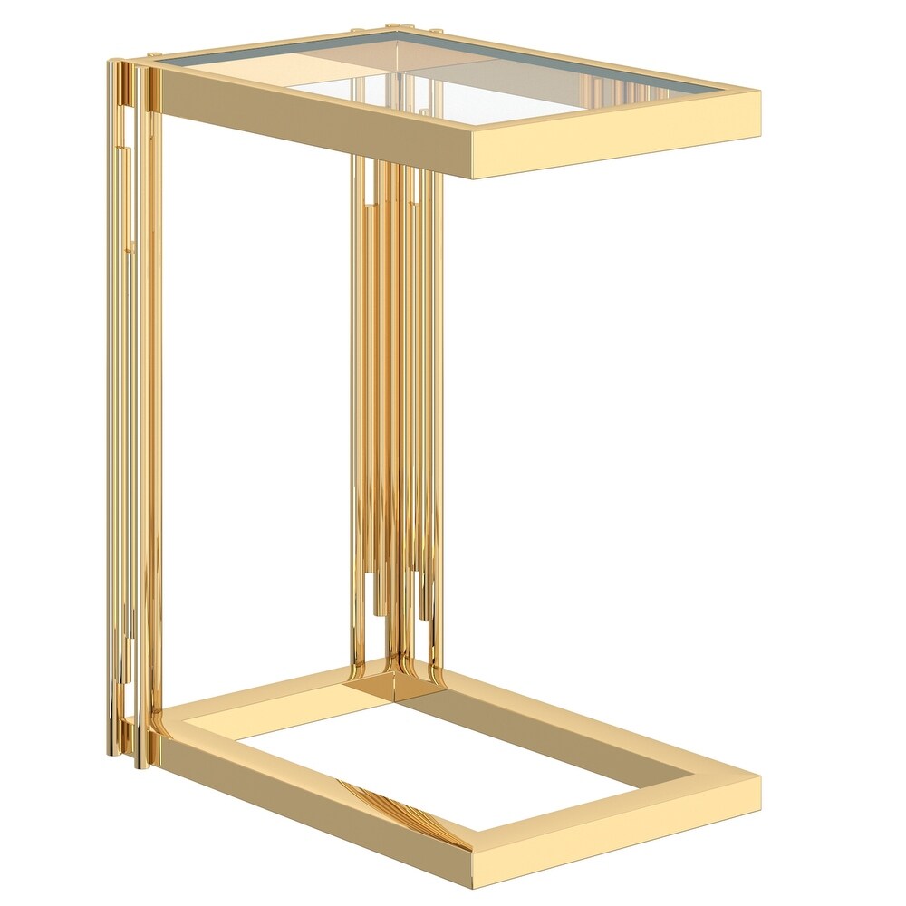 Contemporary Metal and Glass Small Accent Table