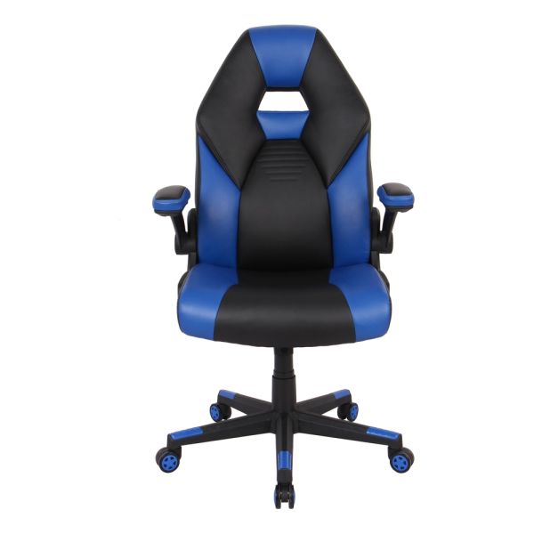 RS Gaming RGX Faux Leather High-Back Gaming Chair， Black/Blue， BIFMA Certified