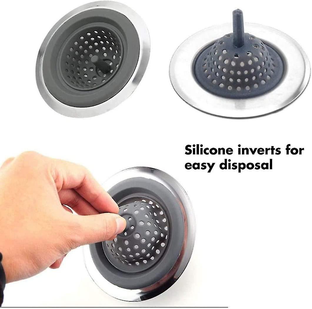 Silicone Sink Strainer， Sink Strainers， Flexible Silicone And Stainless Steel Kitchen Sink Drainer Baskets(2pcs) Niuniu