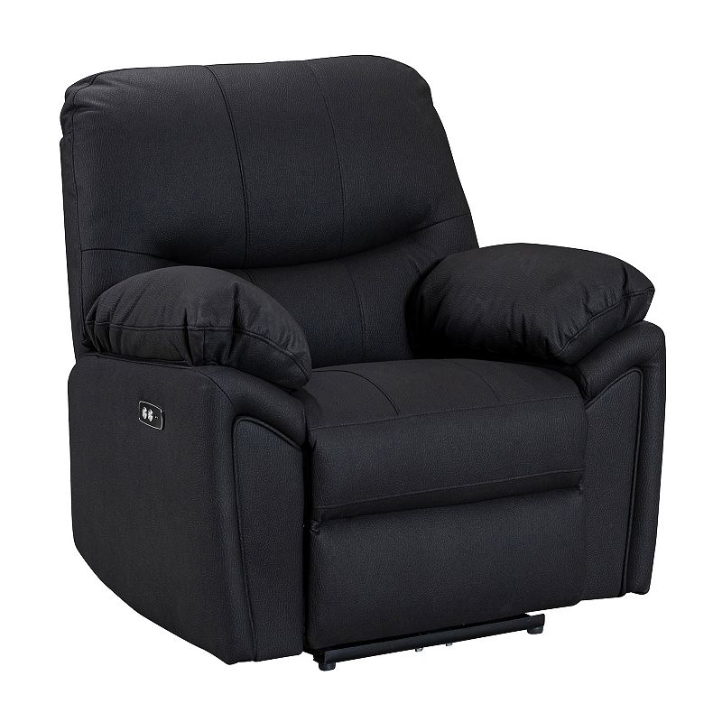 FC Design Overstuffed Power Recliner Chair with USB Port Electric Single Sofa with Pillow Top Arms for Bedroom and Living Room