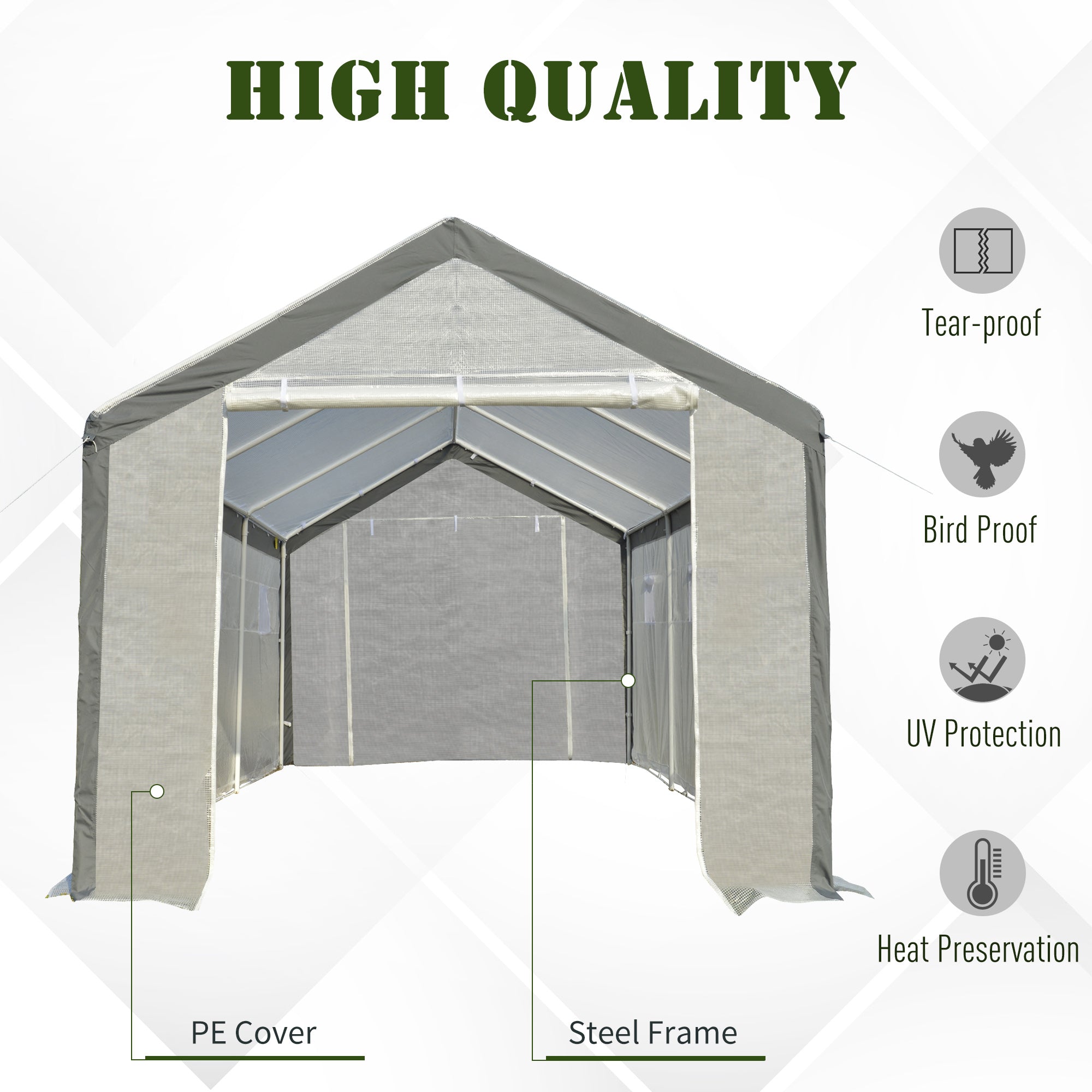 Outsunny 20' L x 10' W x 9' H Large Walk-in Greenhouse with Roll Up Door